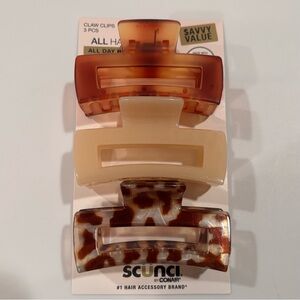 Scunci assorted medium hair claw clip set / plastic / NEW packaging / cross post